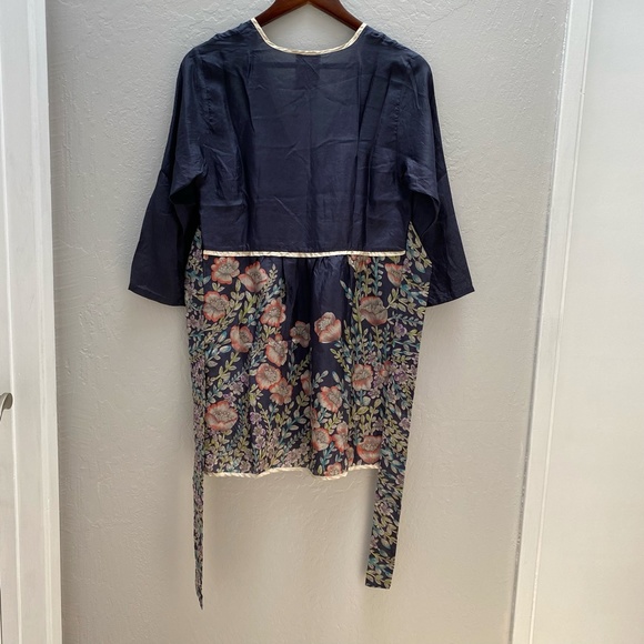 Johnny Was Dress 100% Silk Floral Mini Navy Blue XS - Picture 11 of 16